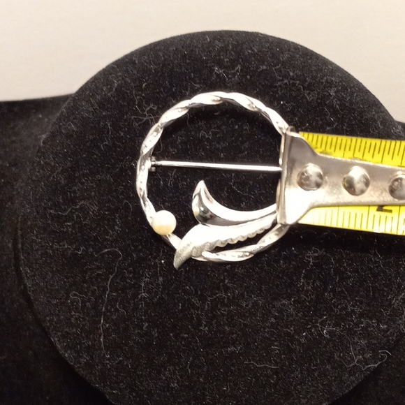 Vintage Signed DCE Sterling Silver Wreath W/Genuine Pearl Leaf Brooch Pin - Picture 6 of 9